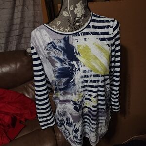 Striped Navy and Yellow Long Sleeve Top
